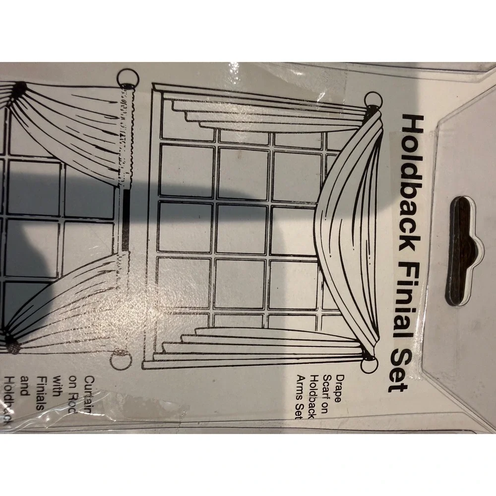 Target Black Metal Scroll Curtain Holdback Finial Set Window Hardware 2pc NEW